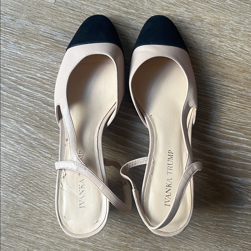 Ivanka Trump Liah Cap Toe Slingback Nude Block Heels sz 8 - Picture 5 of 14